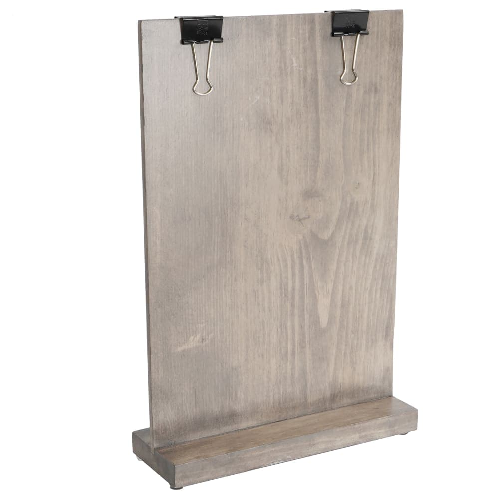 Cal-Mil 2036-811-110 Tabletop Clipboard Menu Card Holder - 9 1/4" x 2 1/2" x 13 1/2", Pine Wood, Gray Wash