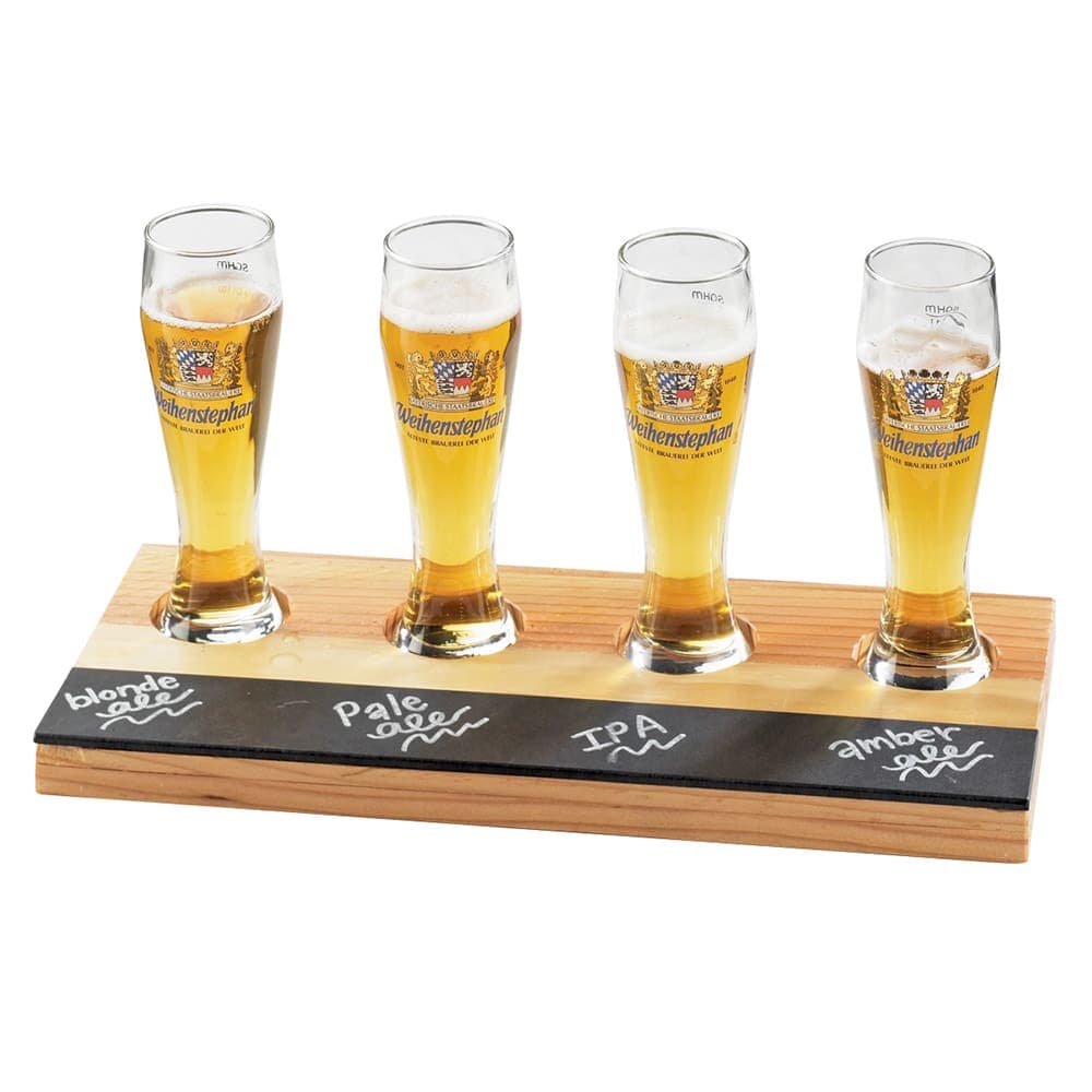 Cal-Mil 2063 Rectangular Write-On Tray Beer Flight - Natural Wood