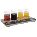 Cal-Mil 2063-110 Write On Beer Flight Board w/ 4 Cutouts - 12" x 6", Pine Wood, Gray Wash thumbnail 2