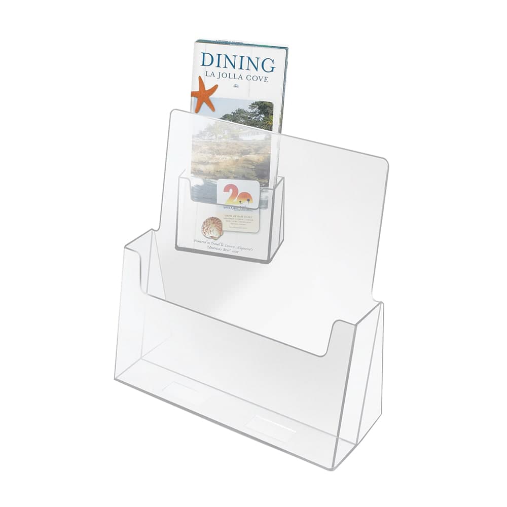 Cal-Mil 208 Brochure Card Holder - 4"W x 1 1/2"D x 8"H, Acrylic, Clear