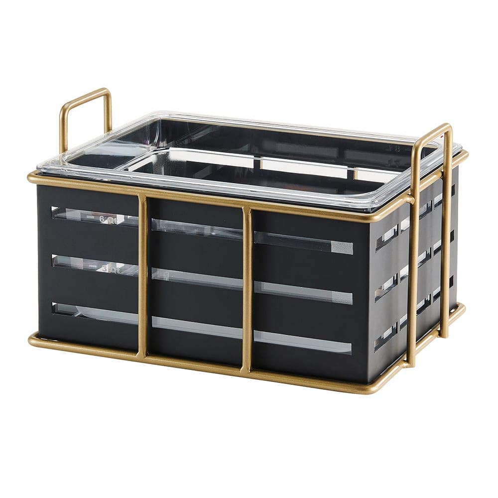 Cal-Mil 22085-10-90 Ice Housing w/ Clear Plastic Ice Pan - 13 3/4"W x 11"D x 6 3/4"H, Wire Frame, Black/Gold