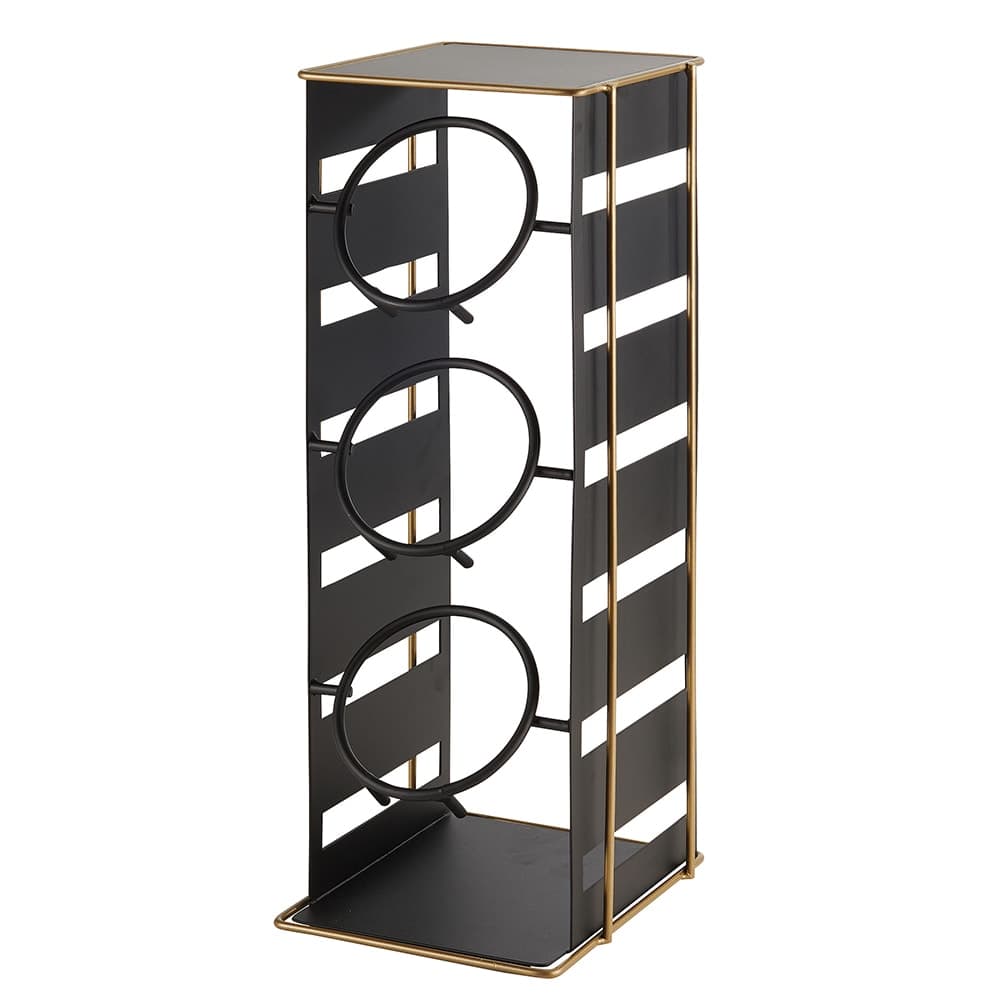 Cal-Mil 22086-90 3 Tier Cylinder Display - 7"W x 7 1/2"D x 18 1/2"H, Metal, Black/Gold