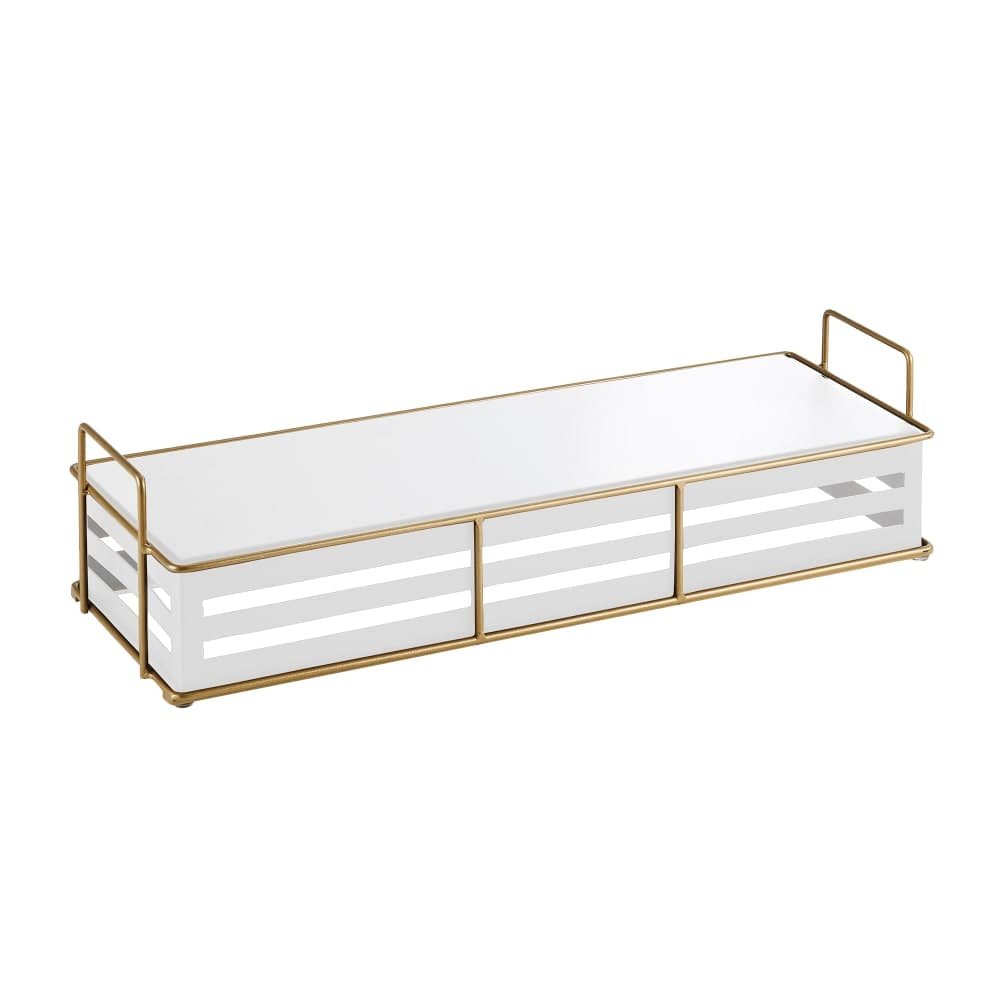 Cal-Mil 22087-5-15 Rectangular Empire Riser - 20 1/2" x 7" x 5"H, Metal, White/Gold