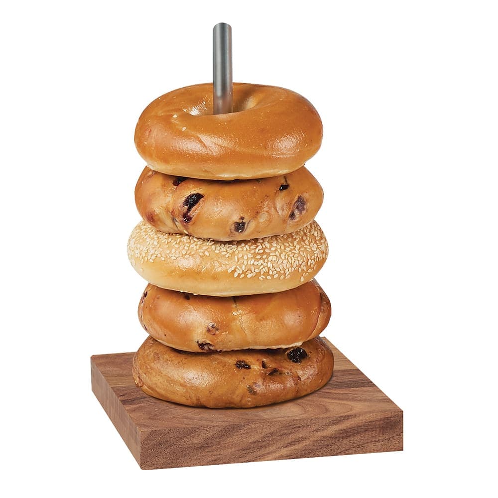 Cal-Mil 22128-49 Bagel Holder w/ (1) Pole - 5 3/4"L x 5 3/4"W, Wood Base