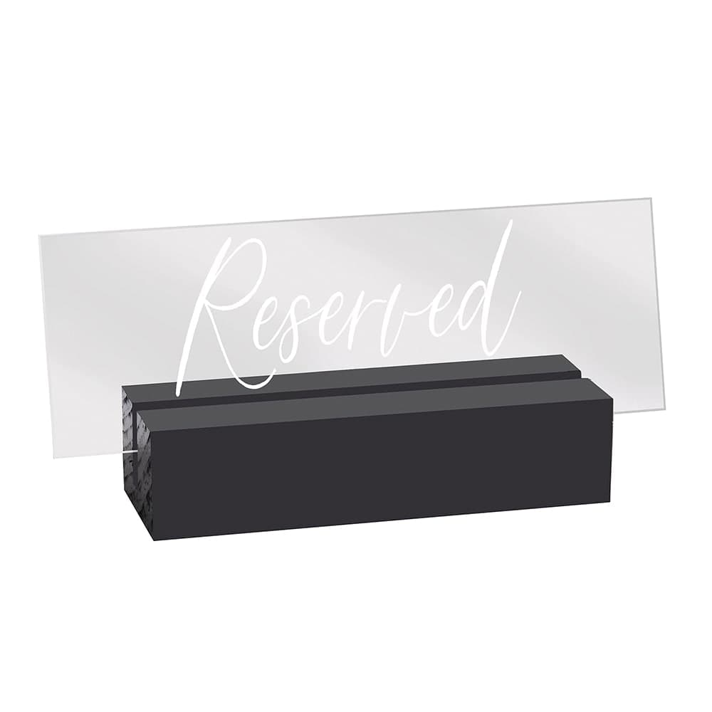 Cal-Mil 22335-13 Reserved Tabletop Sign - 5 3/4"L x 1 1/2"W x 2 1/2"H, Acrylic/Black Wood