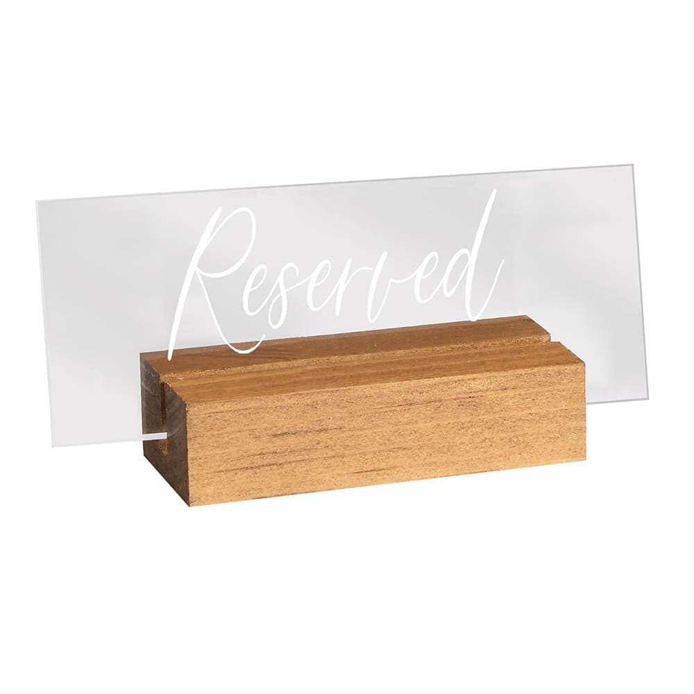 Cal-Mil 22335-99 Reserved Tabletop Sign - 5 3/4"L x 1 1/2"W x 2 1/2"H, Acrylic/Rustic Pine
