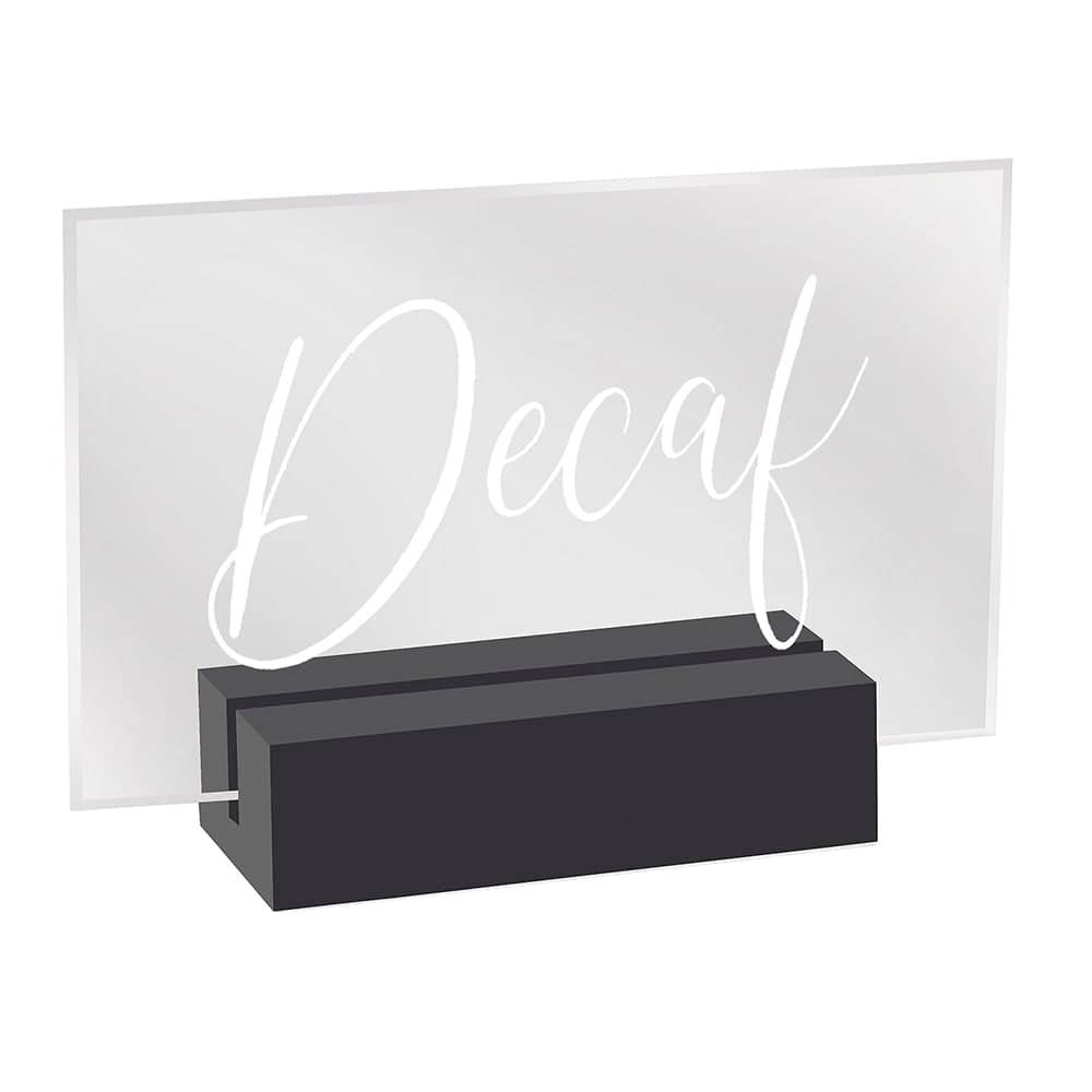 Cal-Mil 22336-2-13 Decaf Tabletop Sign - 3 1/2"L x 1"W x 2 1/2"H, Acrylic/Black Wood
