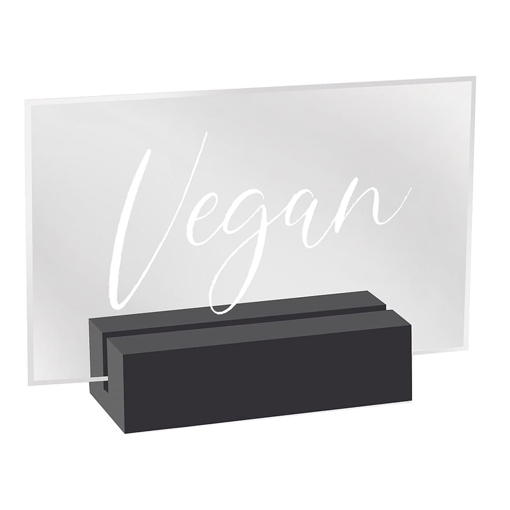 Cal-Mil 22336-5-13 Vegan Tabletop Sign - 3 1/2"L x 1"W x 2 1/2"H, Acrylic/Black Wood
