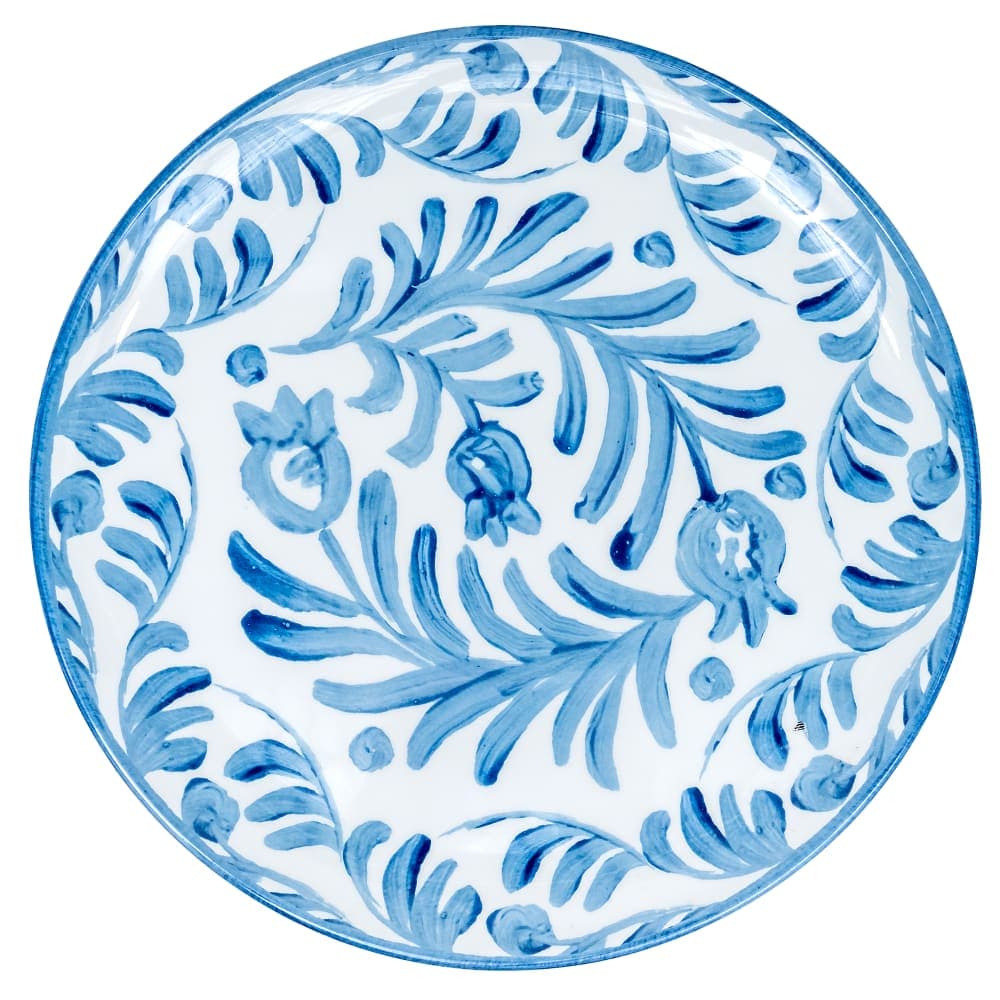 Cal-Mil 22351-10-104 10" Round Melamine Dinner Plate, White/Blue