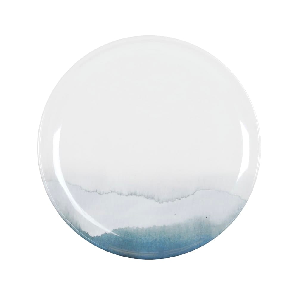 Cal-Mil 22351-10-117 10" Round Melamine Dinner Plate, White/Blue