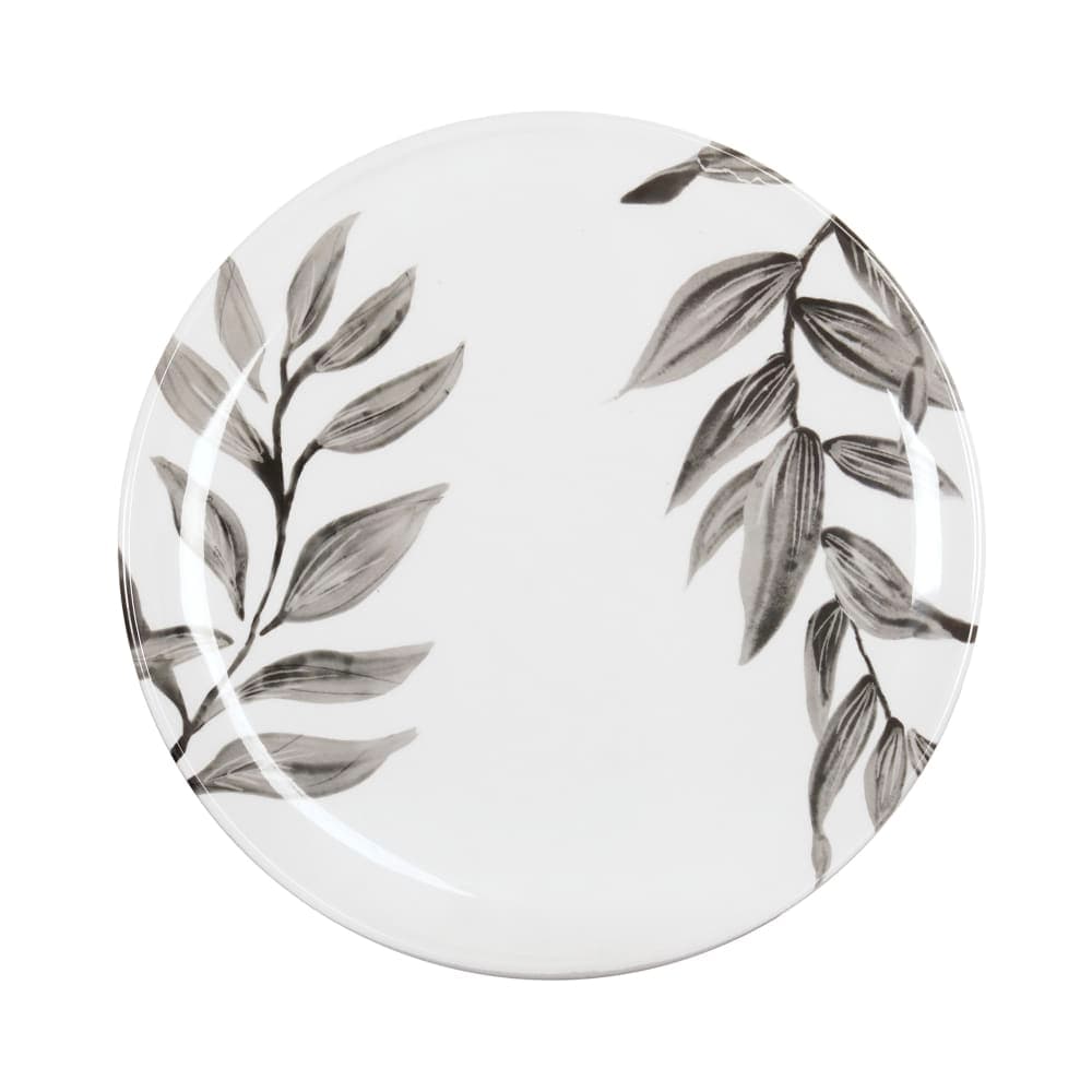 Cal-Mil 22351-10-118 10" Round Melamine Dinner Plate, White/Black