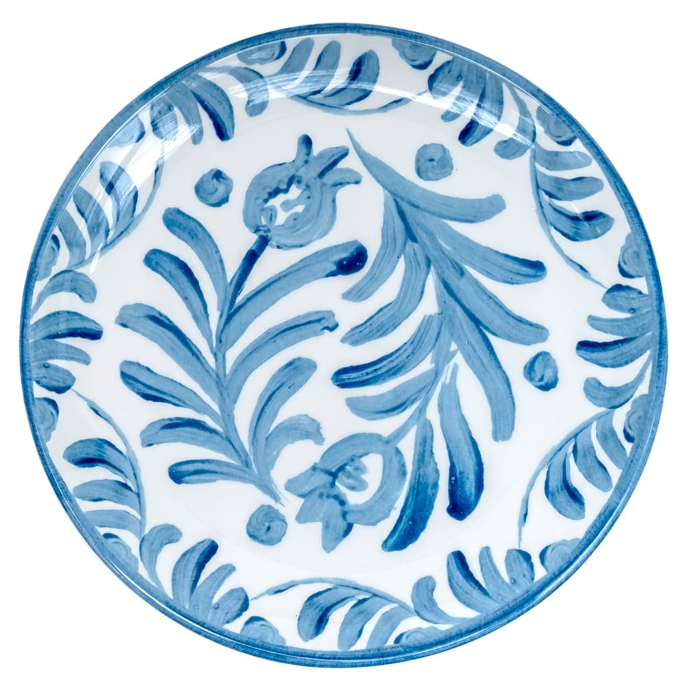 Cal-Mil 22351-7-104 7" Round Melamine Dinner Plate, White/Blue