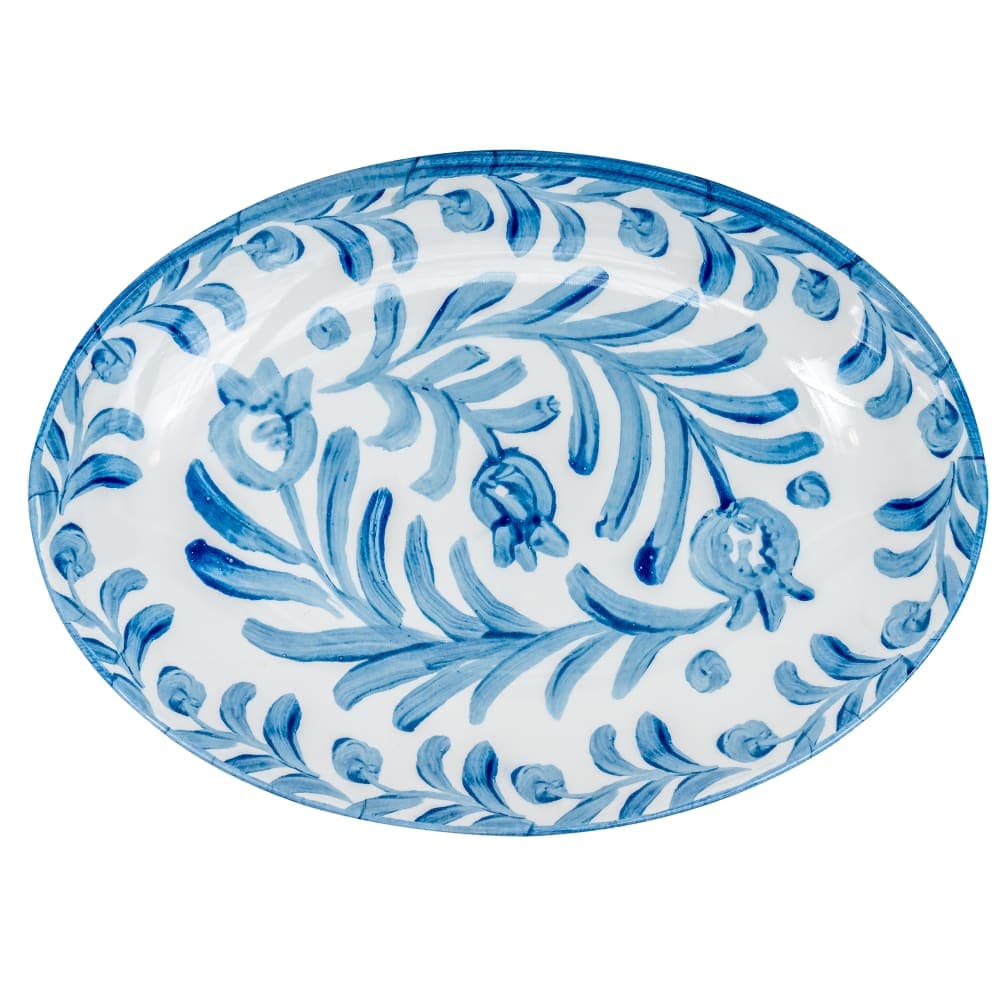 Cal-Mil 22352-11-104 10 3/4" x 7 3/4" Oval Platter - Melamine, White/Blue