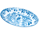 Cal-Mil 22352-11-104 10 3/4" x 7 3/4" Oval Platter - Melamine, White/Blue thumbnail 2