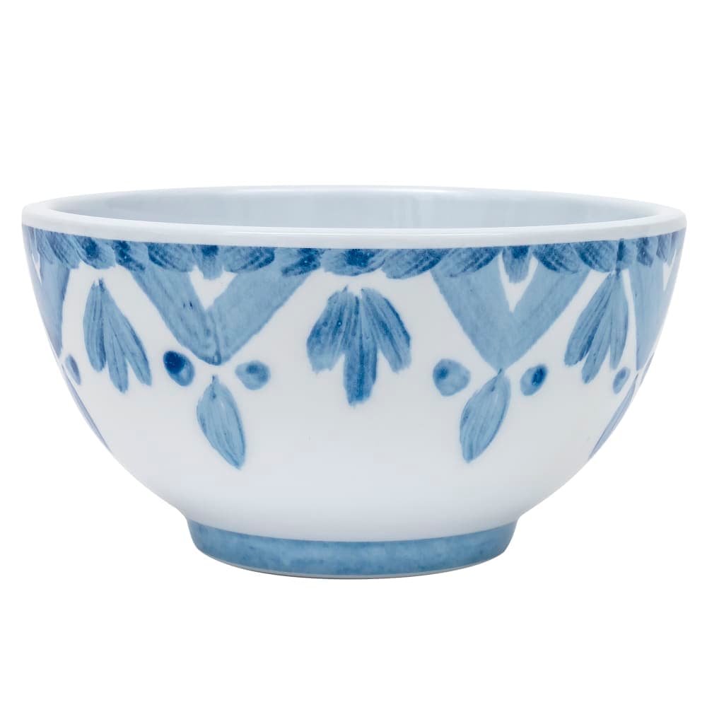 Cal-Mil 22354-4-104 8 oz Round Melamine Bowl, White/Blue