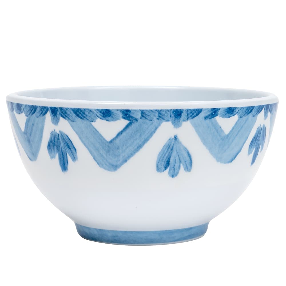 Cal-Mil 22354-5-104 14 oz Round Melamine Bowl, White/Blue