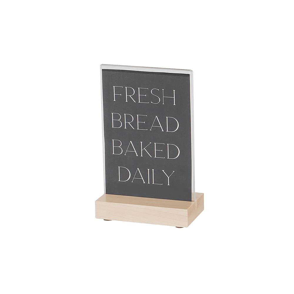 Cal-Mil 22361-46-71 Tabletop Sign w/ Acrylic Insert & Maple Wood Base - 4" x 6"