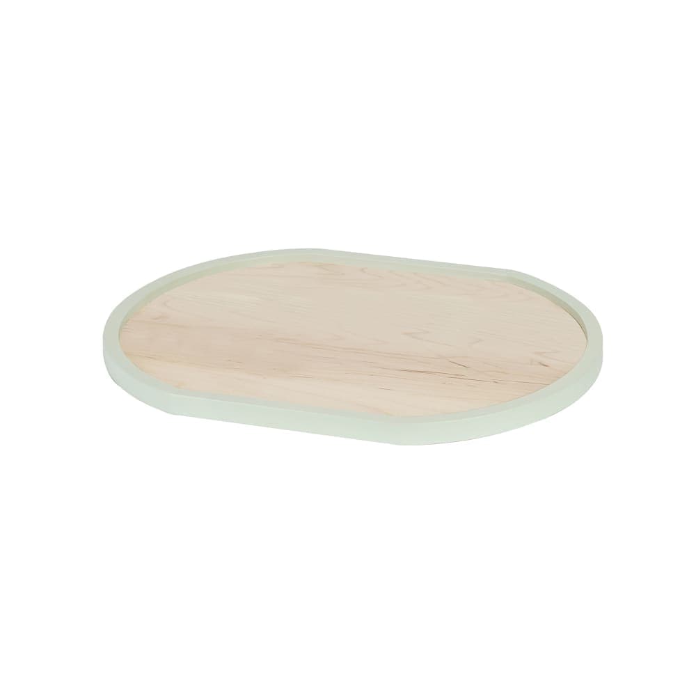 Cal-Mil 22379-1316-107 Oval Serving Tray - 13" x 16", Blonde Maple w/ Matcha Rim