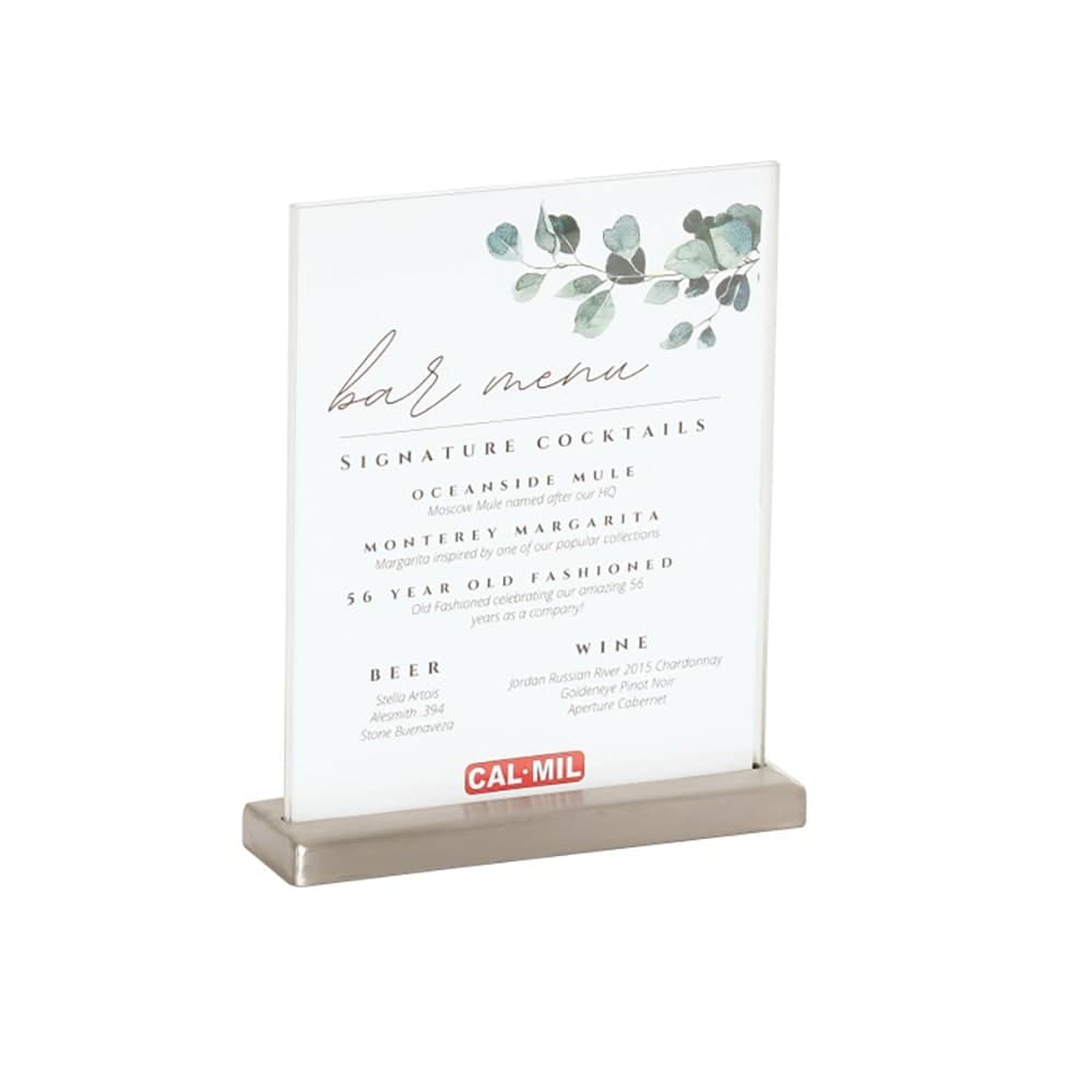 Cal-Mil 22385-811-55 Tabletop Sign Holder - 9 1/4" x 11 1/4", Stainless Steel