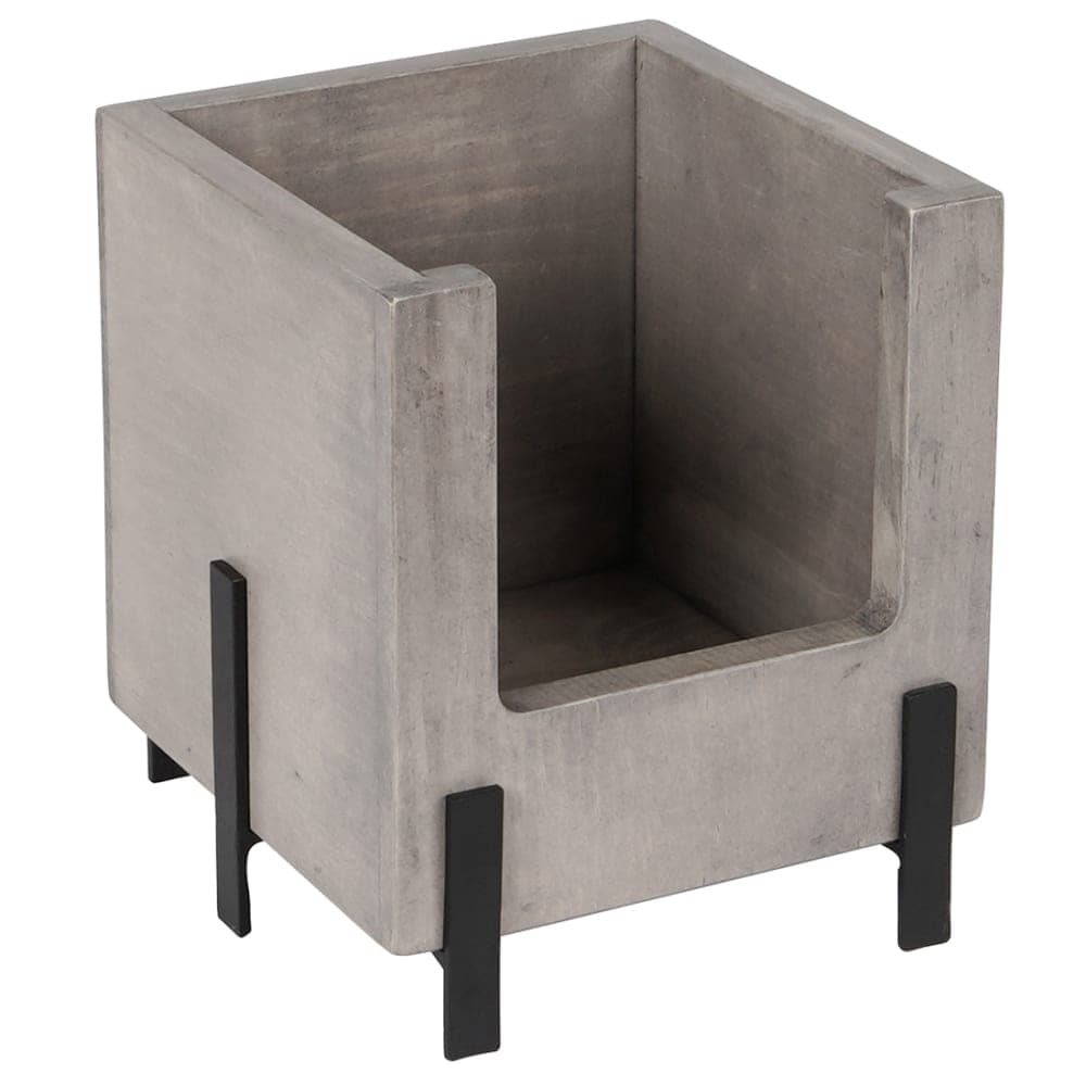 Cal-Mil 22407-6-110 Stacking Display Bin - 6"W x 6"D x 7"H, Gray Washed Pine Wood/Black Metal Accents