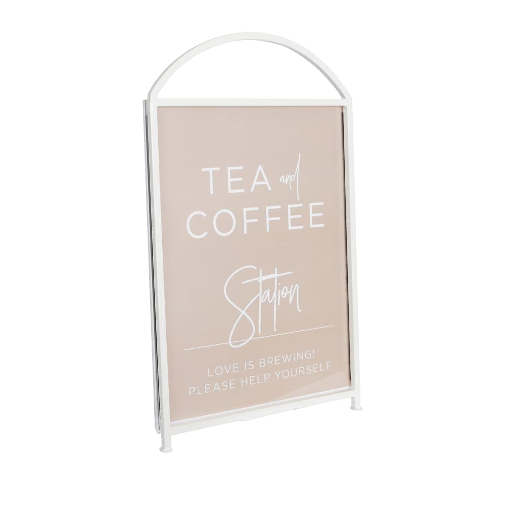 Cal-Mil 22409-811-15 Table Top Menu Card Holder - 8 1/2" x 11", Acrylic/White Iron Frame