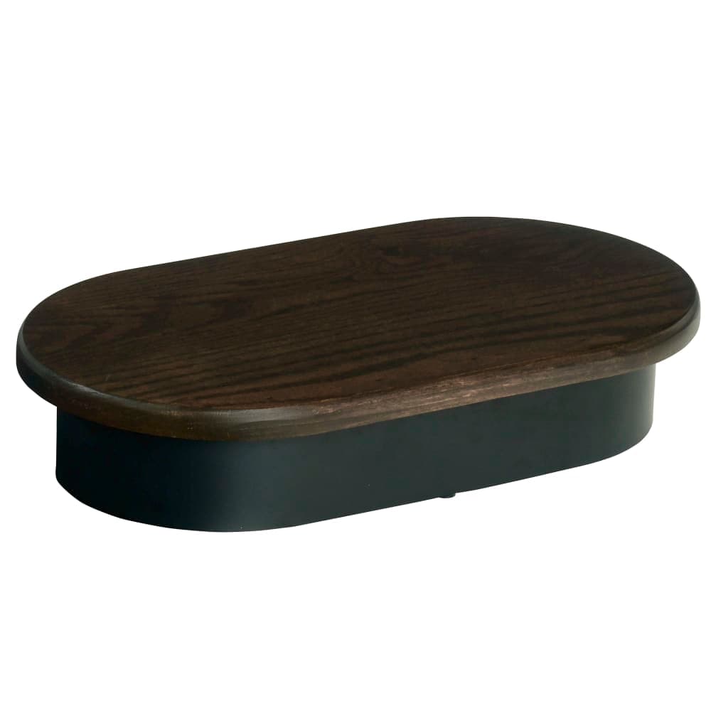 Cal-Mil 22411-3-112 Oval Display Riser - 18" x 10" x 3", Dark Stained Oak Wood/Black Metal