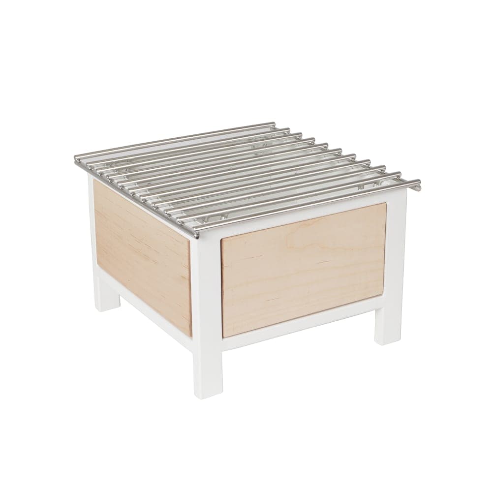 Cal-Mil 22412-71 Square Chafer Alternative - 10"W x 10"D x 6 3/4"H, Maple Wood/White Metal