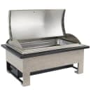 Cal-Mil 22415-110 Full Size Chafer w/ Roll-Top Lid & Chafing Fuel Heat - Gray Washed Pine Wood/Black Metal thumbnail 2