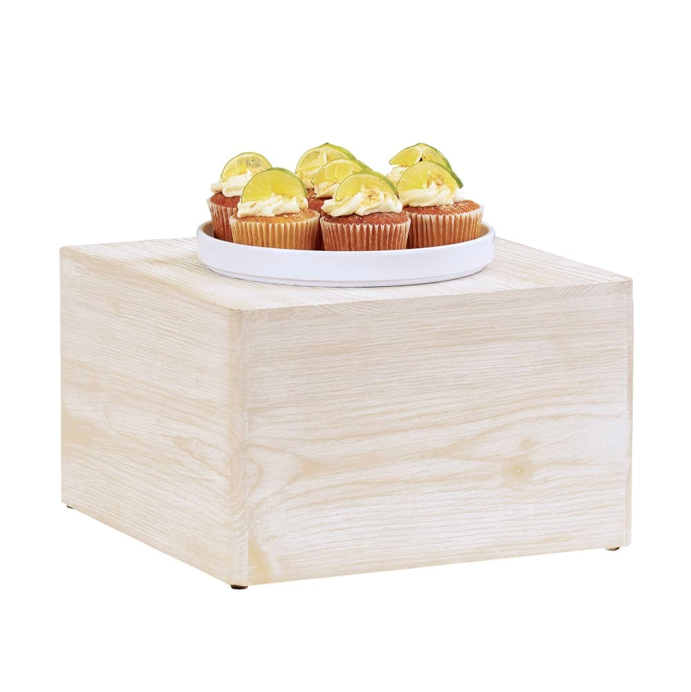 Cal-Mil 22420-6-113 12" Square Cube Riser - 6"H, Pine Wood, White-Washed