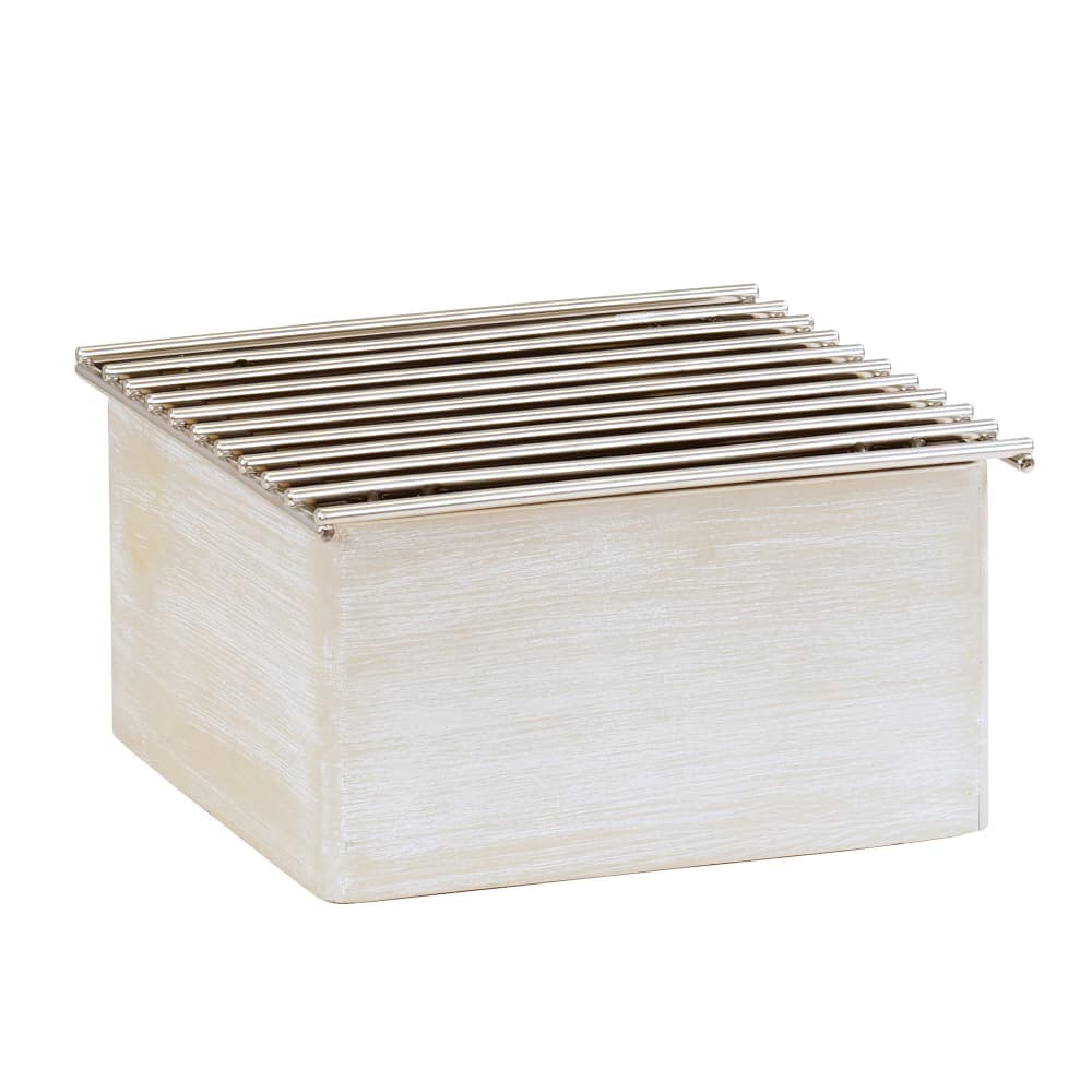 Cal-Mil 22423-113 Rectangular Chafer Alternative - 10 1/4" x 10" x 5 1/4"H, Pine Wood, White-Washed