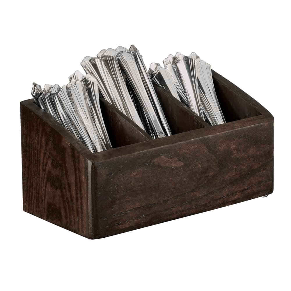 Cal-Mil 22424-112 Cutlery Holder w/ 3 Slots - 10 1/2"W x 5 1/2"D x 5"H, Oak Wood, Dark