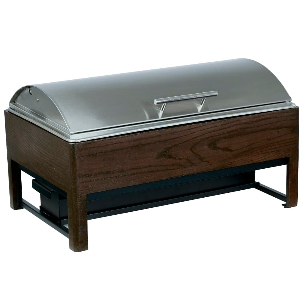 Cal-Mil 22426-112 Full Size Chafer w/ Lift Off Lid & Chafing Fuel Heat - Oak Wood, Dark