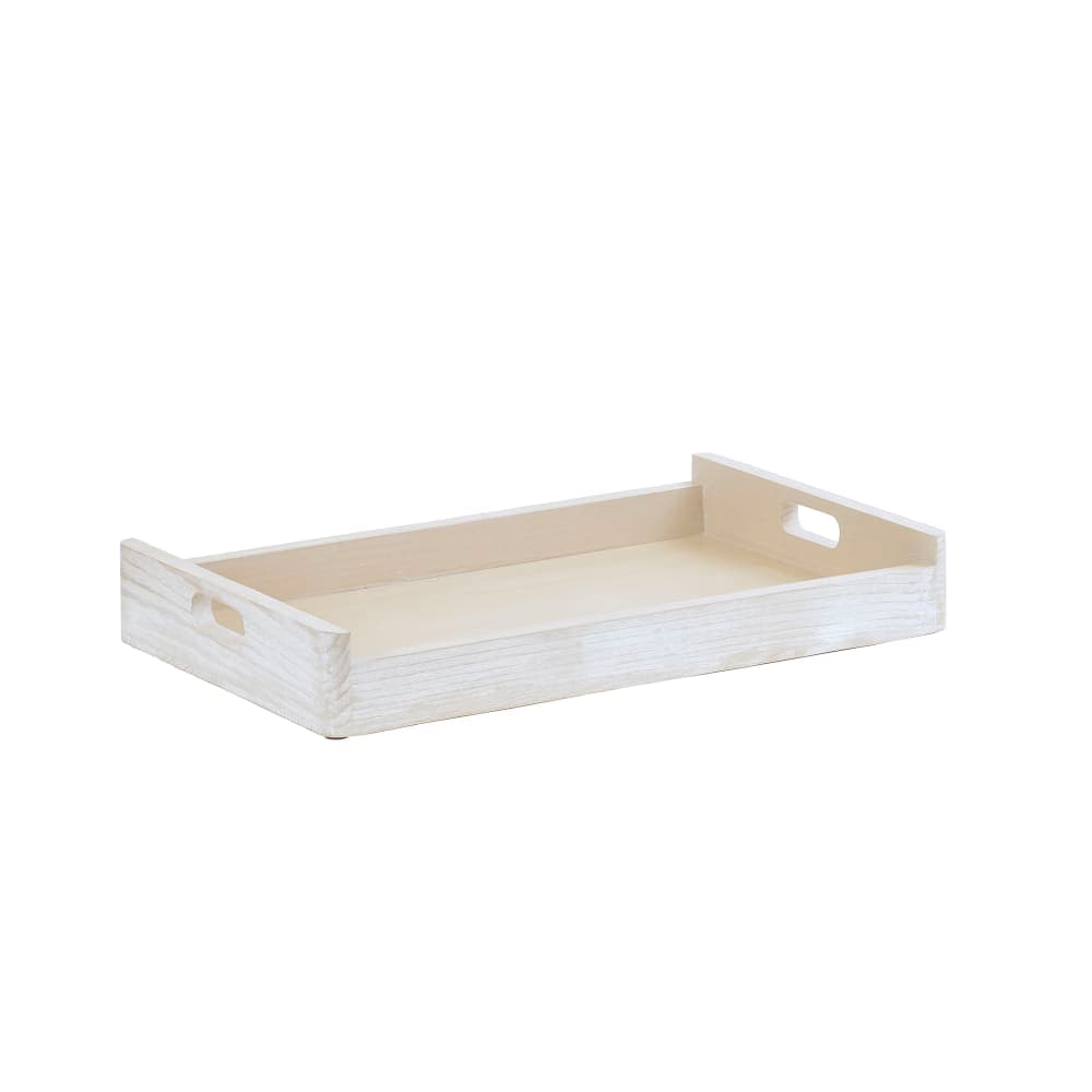 Cal-Mil 22454-1220-113 Rectangular Accent Tray - 23 1/4" x 14 1/2" x 3 1/4"H, Pine Wood, White-Washed