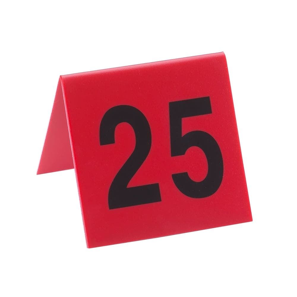 Cal-Mil 226 Tabletop Number Tents - #1 25, 3" x 3", Red/Black