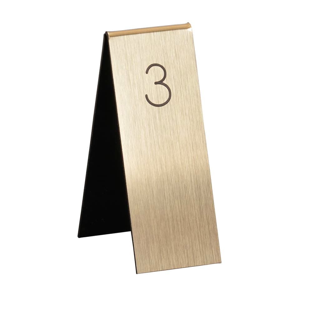 Cal-Mil 22623-11 1 3/4" Tabletop Number Tent - Any Number Sequence, Gold/Black