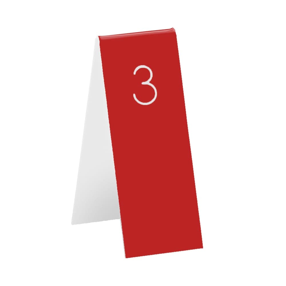 Cal-Mil 22623A-1 Tabletop Number Tents - #1-25, 1 3/4" x 5", Red/White