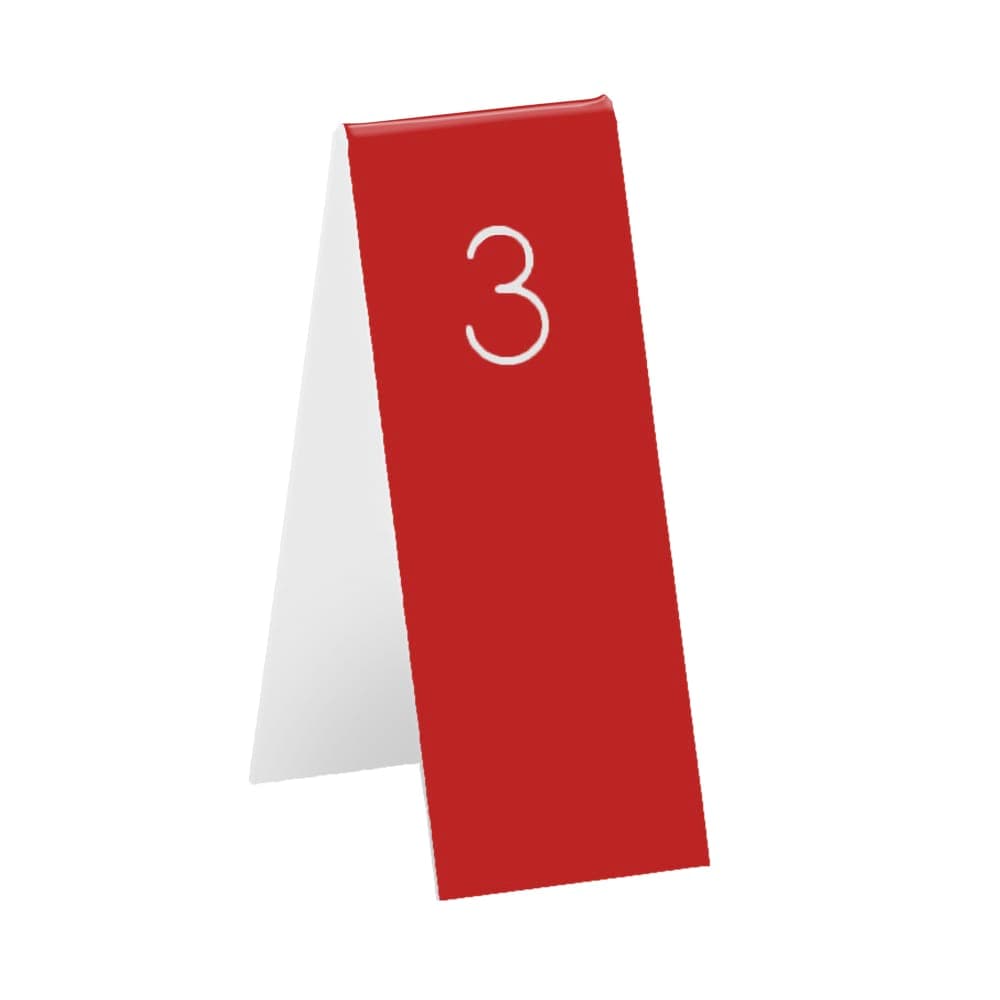 Cal-Mil 22623B-1 Tabletop Number Tents - #26-50, 1 3/4" x 5", Red/White