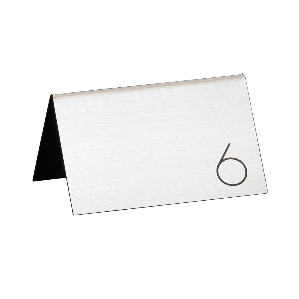 Cal-Mil 22625B-10 Tabletop Number Tents - #26-50, 5" x 3 1/2", Silver/Black