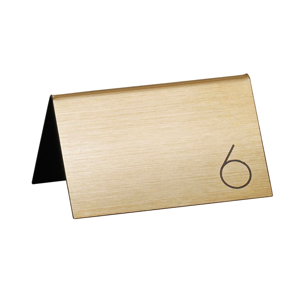 Cal-Mil 22625B-11 Tabletop Number Tents - #26-50, 5" x 3 1/2", Gold/Black