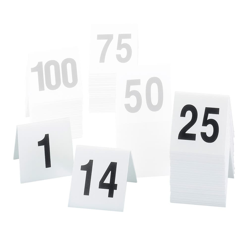 Cal-Mil 227 Tabletop Number Tents - #1 25, 3" x 3", White/Black