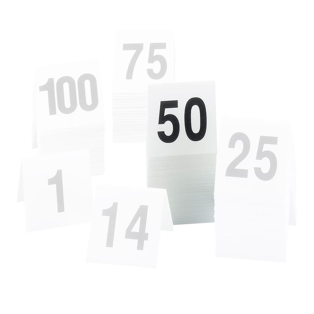 Cal-Mil 227-1 Tabletop Number Tents - #26 50, 3" x 3", White/Black