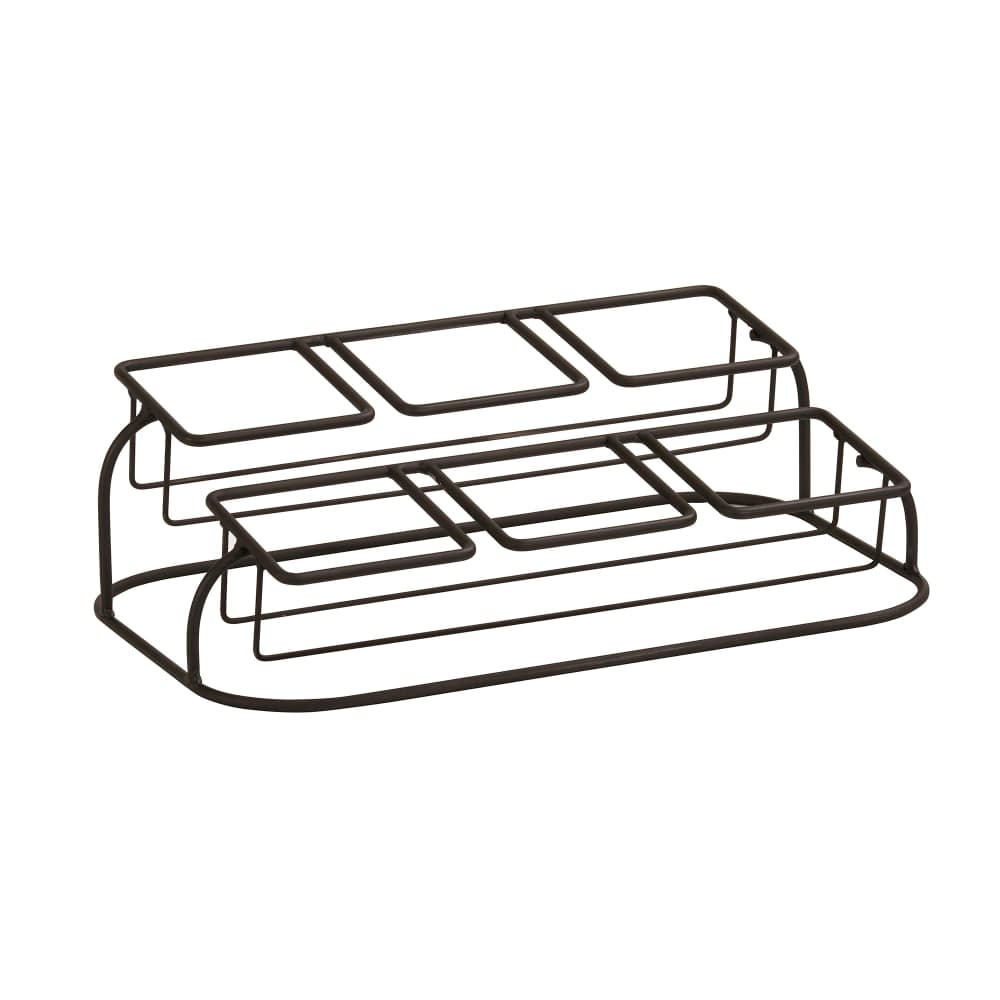 Cal-Mil 22802-6-13 Rectangular 6 Compartment Condiment Jar Display - Clear/Black