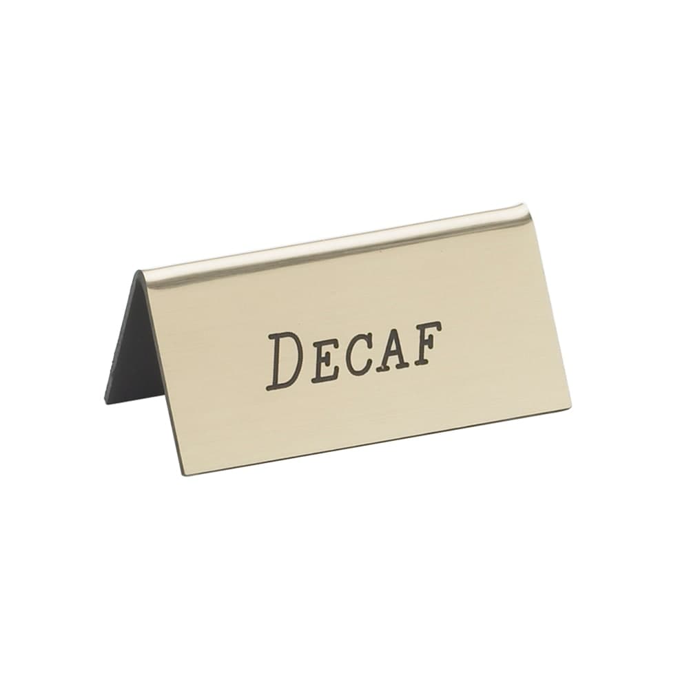 Cal-Mil 228-2-011 Decaf Table Tent Sign - 1 1/2" x 3", Gold