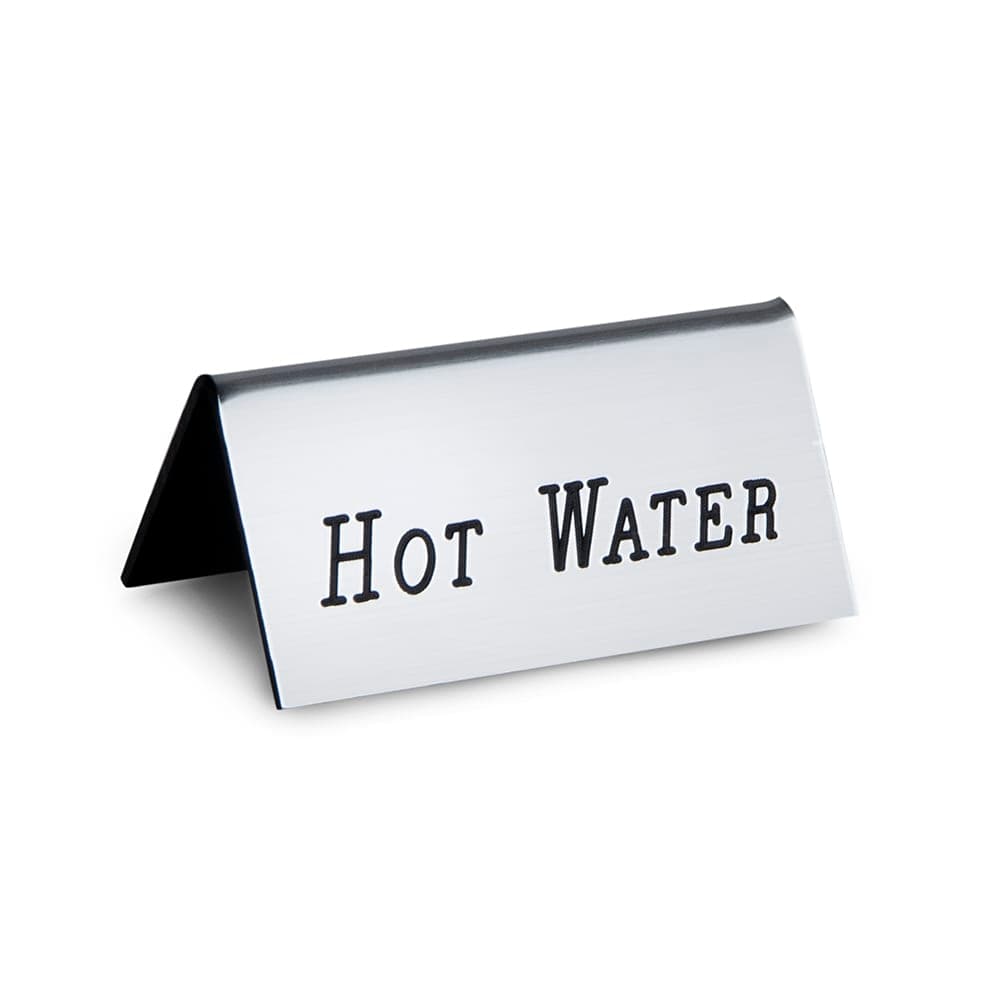 Cal-Mil 228-3-010 Hot Water Beverage Tent Sign - 3" x 1 1/2", Plastic, Silver