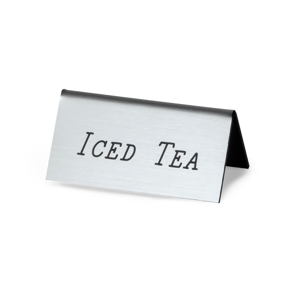 Cal-Mil 228-5-010 Iced Tea Beverage Tent Sign - 3" x 1 1/2", Plastic, Silver