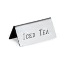 Cal-Mil 228-5-010 Iced Tea Beverage Tent Sign - 3" x 1 1/2", Plastic, Silver thumbnail 2
