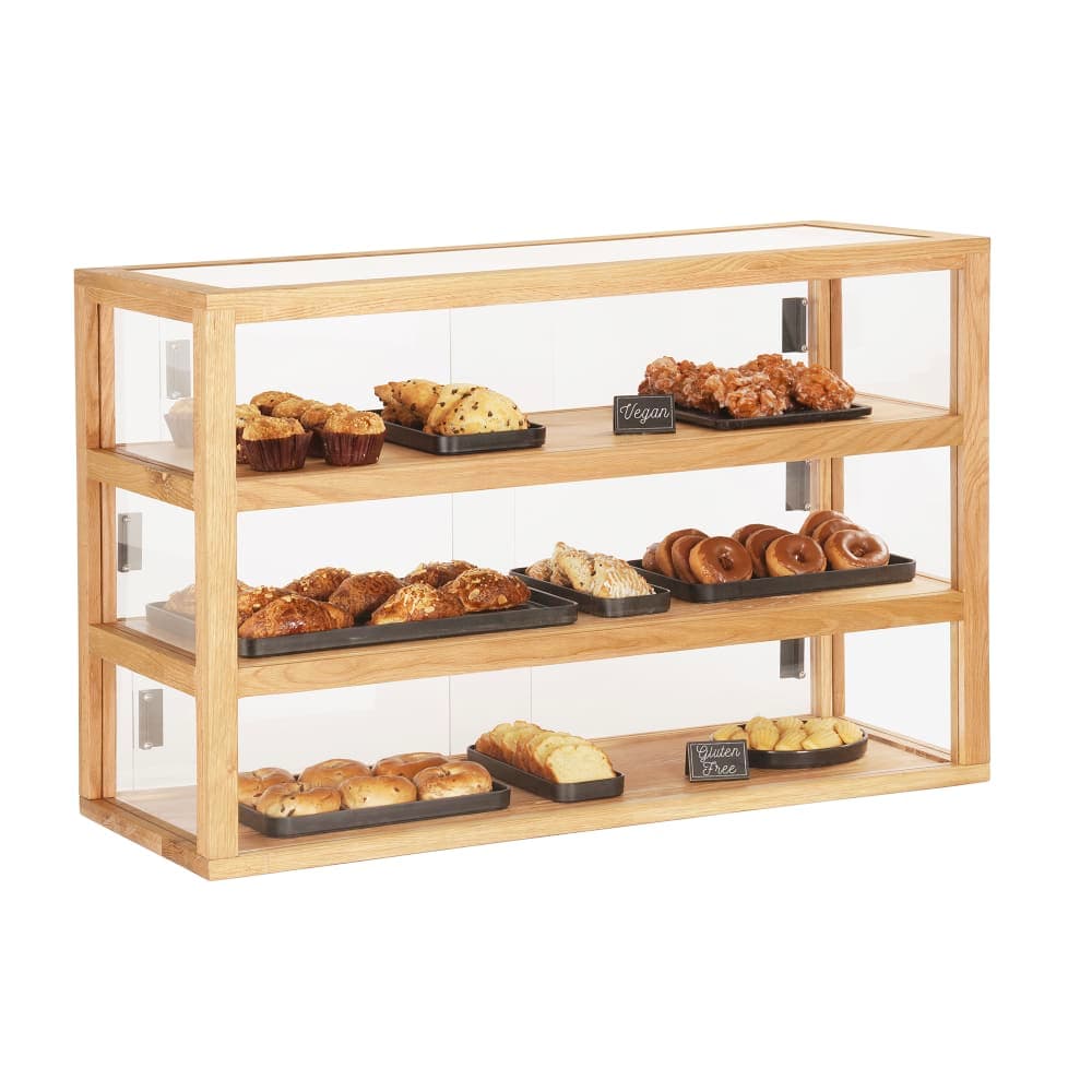 Cal-Mil 22913-115 3 Tier Pastry Display Case - 42" x 17" x 28"H, Oak Wood