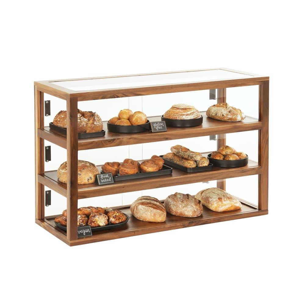 Cal-Mil 22913-78 3 Tier Pastry Display Case - 42"W x 17"D x 28"H, Walnut