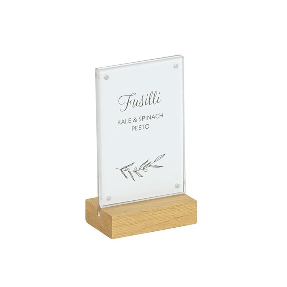 Cal-Mil 23185-46-21 Tabletop Menu Card Holder - 4" x 6 1/2", Acrylic/Oak