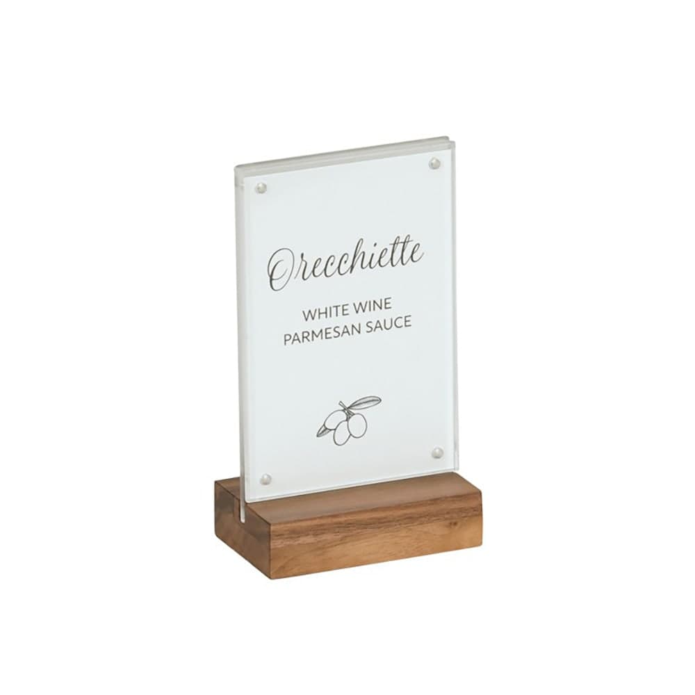 Cal-Mil 23185-46-78 Tabletop Menu Card Holder - 4" x 6 1/2", Acrylic/Walnut